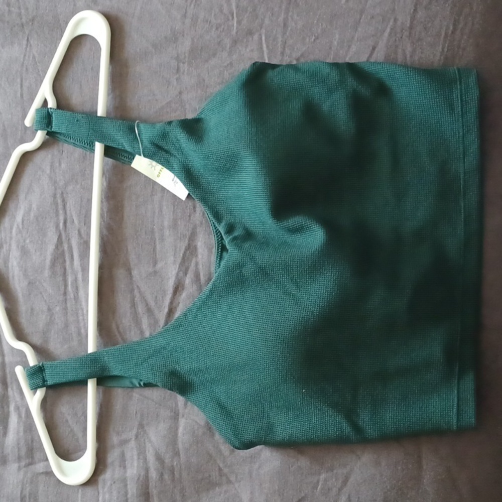 🆕️NWT Offline by Aerie Real Me Low Key Waffle Sports Bra in 'Deep Forest Green' - Picture 10 of 15
